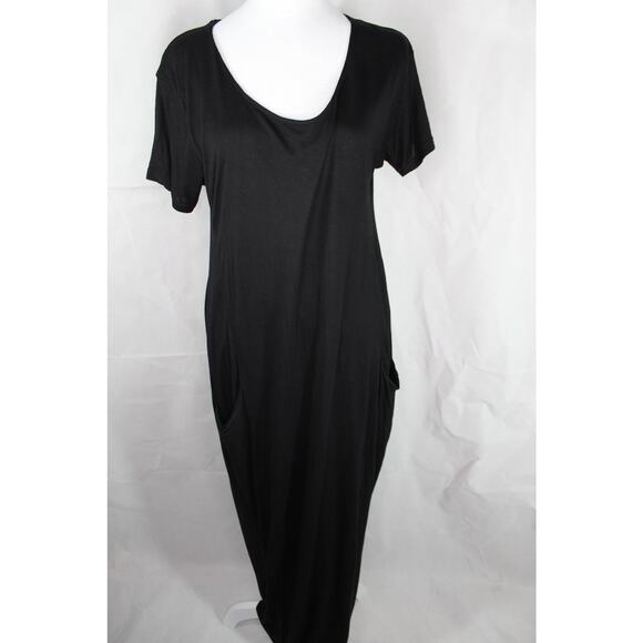 MariaCher. lagenlook maxi dress pockets black rough hem high end designer - Picture 2 of 7